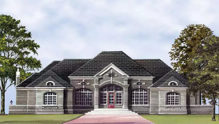 image of colonial house plan 6166